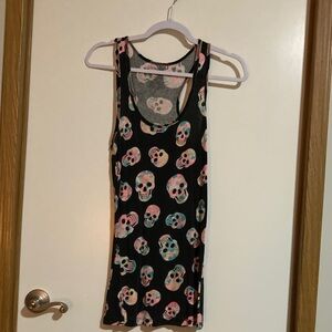 No Boundaries Black Tank Top with Colorful Skull Print